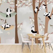 Beibehang-papel tapiz de panda de dibujos animados para habitación de niños, mural de papel para habitación de niño y niña, papel tapiz 3D para cubrir paredes 2024 - compra barato