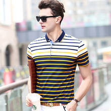 Men's Striped polos Turn-down Collar 2020 Summer Polo Shirt Menswear 2024 - buy cheap