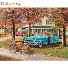 GATYZTORY DIY Painting by numbers adults blue car diy handpainted oil painting on canvas photo frames for picture acrylic paint 2024 - buy cheap