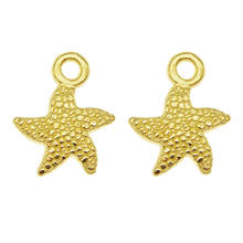 Julie wang 20 pçs pequena estrela do mar encantos cor do ouro animal pingente pulseira liga jóias fazendo acessório 16*13mm 2024 - compre barato