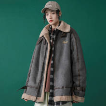Casaco de algodão de corvino e lã feminino, 2 peças, roupa feminina de inverno 2020, versão coreana de jaqueta solta bordada, grossa, bf 2024 - compre barato