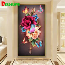 5d diy pintura diamante flor borboleta bordado diamante exibição completa diamante floral arte decoração da casa 2024 - compre barato