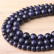 15.5" Gem Stone Blue Sandstone Beads 4 mm 6 mm 8 mm 10 mm 12 mm Polished Beads For DIY Making Jewelry Bracelets Women Necklace 2024 - buy cheap