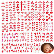 36 шт. маленькая красная татуировка на лицо, китайские наклейки на брови в традиционном стиле, временная детская татуировка для представлений, стикер для боди-арта 2024 - купить недорого