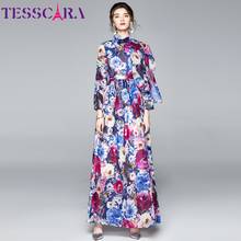 TESSCARA Women Elegant Long Maxi Chiffon Dress Festa High Quality Floral Party Robe Femme Bohemian Style Designer Vestidos 2024 - buy cheap