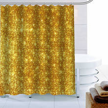 Cortina de chuveiro com glitter dourado, fundo de cortina de chuveiro com 12 ganchos de tecido de poliéster, impressão 3d, cortina de banheiro, à prova d'água, cortina de banho 2024 - compre barato