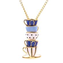 Noveltly Necklace Hand Painted Enamel Separable Teacup Pendant Sweater chain Long Chain Jewelry New Gift Chirstmas Present 2024 - buy cheap