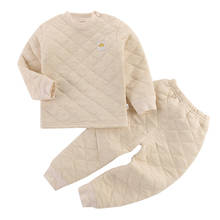 Children's Clothing Set Autumn Winter Baby Pajamas 3 Layers Thick Cotton Boys Girls Sleepwear Warm Kids Home Clothes 2024 - купить недорого