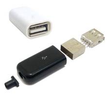 10 Uds. De conectores USB tipo A hembra, 4 pines, con cubierta de plástico negro, adaptador de conexión USB 2,0, bricolaje 2024 - compra barato