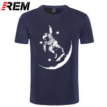 REM-Camiseta de manga corta con estampado de play on the moon para hombre, camisa holgada informal de verano, cuello redondo, 100% algodón 2024 - compra barato