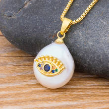 New Design Evil Eye Gold Chain CZ Pendant Choker Necklace Charm Natural Coin Pearl Bead Zircon Evil Eye Women Jewelry Necklace 2024 - buy cheap