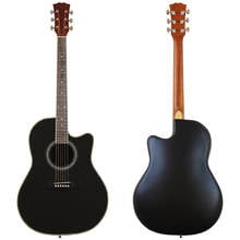 Round back ova 6 string acoustic guitar black 41 inch folk guitar good handicraft black spruce wood top 2024 - buy cheap