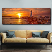 Lighthouse Beautiful Sunset Seaside Canvas Painting Posters and Prints Wall Art Pictures for Living Room Home Decoration Cuadros 2024 - buy cheap