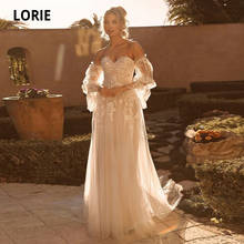 LORIE Boho Wedding Dresses Puff Sleeves Sweetheart Lace Wedding Gown Sweep Train Open Back Country Bridal Dress vestido novia 2024 - buy cheap