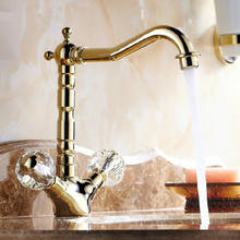Retro Golden Basin Faucet Bathroom Crystal Double Handle Basin Mixer Tap Noble Gorgeous Swivel Basin Sink Faucet 2024 - buy cheap
