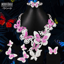 missvikki New Luxury Big Butterflies Pendant Necklace Earrings Ring Bracelet Jewelry Set for Women Wedding Anniversary Gift 2020 2024 - buy cheap