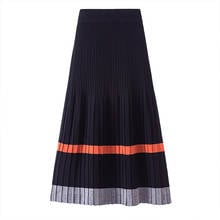 3xl plus size long skirt women ladies office skirts 2019 autumn winter faldas negras plissee knitted pleated skirts female A5544 2024 - buy cheap