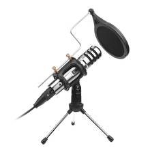 Condenser Microphone,3.5Mm Studio Recording Broadcast Computer Microphone with Tripod Stand for Karaoke,Gaming,Podcast,Video Con 2024 - buy cheap