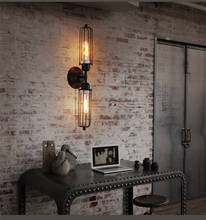 Lámpara de pared con jaula de Metal, candelabro de hierro negro para Loft, dormitorio, Bar, pasillo, iluminación interior moderna, E27 2024 - compra barato