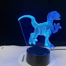 3d-лампа для бега в виде динозавра, мультяшный ночсветильник с USB, светодиодсветодиодный лампа muticolors RGBw, лампочка Luminaria, детская игрушка в подарок 2024 - купить недорого