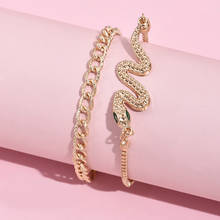 Conjunto de 2 unids/set de pulseras de moda para mujer, cadena geométrica de serpiente, pulsera dorada, regalo de joyería para fiesta de cumpleaños 2024 - compra barato