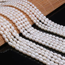 Cuentas de perlas AAA blancas de agua dulce en forma de arroz, joyería de fiesta Simple y a la moda, regalo de personalidad, tamaño 6-7mm 2024 - compra barato