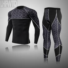 Men Thermal underwear winter long johns 2 piece Sports suit Men's Compression leggings Quick dry t-shirt long sleeve legging set 2024 - buy cheap