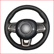 Capa de volante do carro de couro genuíno preto para jeep compass 2017 2018 renegado 2015-2018 fiat toro 2017-2019 tipo 2015-2019 2024 - compre barato