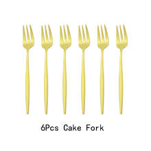 6Pcs Tea Cake Snack Forks Dessert Fruit Fork Cutlery Set Dinnerware Coloful Fork Matte Stainless Steel Tableware Silverware Set 2024 - buy cheap