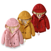 Jaqueta de inverno de lã para meninos e meninas, casaco com capuz, quente acolchoado para crianças de 2 a 10 anos, blusa corta-vento 2024 - compre barato