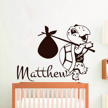 Custom Name Wall Decals Boy Name Vinyl Wall Stickers Turtle for Baby Room Nursery Decor Accessories Removable Art Mural X551 2024 - buy cheap