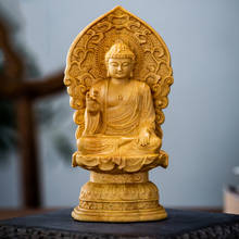 Статуя Будды Шакьямуни из массива дерева CCZHIDAO, украшение для автомобиля, домашние украшения на удачу 2024 - купить недорого