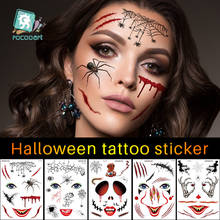 Rocooart Halloween Face Tattoo Terror Spider Fake Tatoo Scar Mask Temporary Tattoo Sticker Makeup Party Tatouage Waterproof Taty 2024 - buy cheap