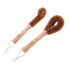 Natural Coir Brush Cup Brush Coconut Palm Long Handle Kitchen Wash Tweezers Glass Bottle Cleaning Brush #4O 2024 - buy cheap