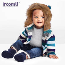 Ircomll Children's Coat Sweater for Boy Girl Striped Fur Hooded Warm Knitted Jacked Infant Baby Cardigans 0-3Y 2024 - buy cheap