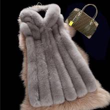 2020 Winter Faux Fur Vest Women Hairy Thick Warm Fox Fur Waistcoat Long Hooded Coat Outerwear Girl Jacket Plus Size Overcoat 6XL 2024 - buy cheap