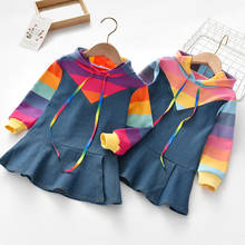 Vestido das meninas euauxílio roupas infantis vestidos para crianças princesa jeans trajes para crianças arco-íris manga comprida algodão 2021 primavera outono 2024 - compre barato