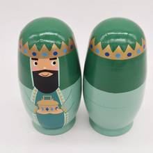 Muñecas de anidación de la familia real del rey de madera, figuritas Matryoshka, juguete para regalo para niños, 5 uds. 2024 - compra barato