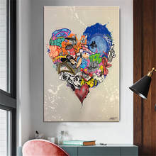 Graffiti coração balão pintura da lona parede arte impressão cartaz imagem decoração da parede graffiti sala de estar decoração casa 2024 - compre barato