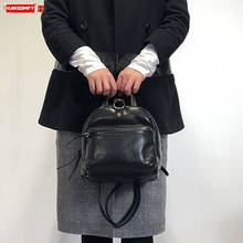 Ручная работа, винтажные кожаные маленькие рюкзаки, женская сумка, Ретро стиль, литературный женский рюкзак для путешествий, повседневный Женский черный кожаный школьный рюкзак 2024 - купить недорого