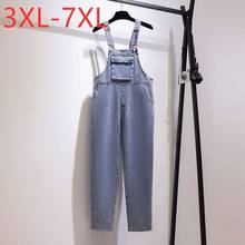 New Ladies Autumn Winter Plus Size Jeans Overalls For Women Large Cotton Pocket Blue Denim Long Jumpsuits  7XL 2024 - buy cheap