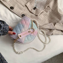 Woman's Shoulder Bag Gradient Color Small Handbag Female Retro Bag PU Leather Pearl Chain Shoulder Messenger Bag Acrossbody M032 2024 - buy cheap