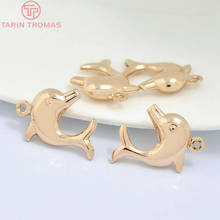 6PCS 21x16MM 24K Champagne Gold Color Plated Brass Dolphin Charms Pendants High Quality Diy Jewelry Accessories 2024 - buy cheap