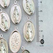 100 peças/medalha mágica católica da virgem maria sagrada, medalha de trespassado, pingente de pulseira compatível com jesus 2024 - compre barato