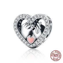 Fit bangle bracelet beads 925 sterling silver promise heart shaped charm for women original fashion jewelry wedding gift making 2024 - buy cheap