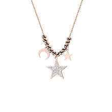 Star And Moon Stainless Steel Necklaces Small Crystal Pendant Round Beads Link Chain Chokers Necklace for Women Boho Jewelry New 2024 - buy cheap