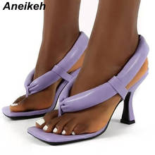 Aneikeh-zapatos de verano para mujer, calzado acolchado con punta abierta y tacón alto fino, sin cordones, 35-40 2024 - compra barato