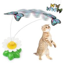 Кошка электрическая вращающаяся игрушка красочные бабочки игрушки для животных Пластиковые забавные для домашнего животного обучение для кошек 2024 - купить недорого