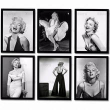 Pintura en lienzo de estrella de película nórdica, Póster Artístico de chica Sexy, decoración del hogar, Mural de dormitorio de cine, Marilyn Monroe, blanco y negro 2024 - compra barato