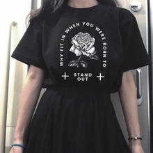 Camiseta gótica con estampado de letras de dibujos animados Vintage para mujer, camisetas punk de manga corta informales de talla grande, camiseta Harajuku de hip hop 2024 - compra barato